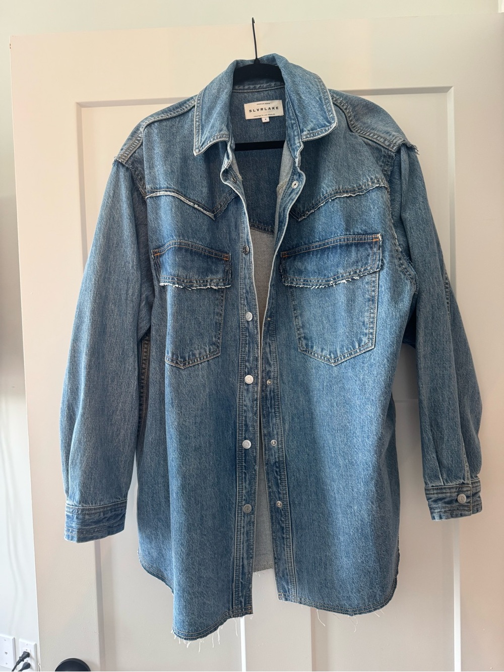 SLVRLAKE Medium Blue Denim Western Shirt Jacket